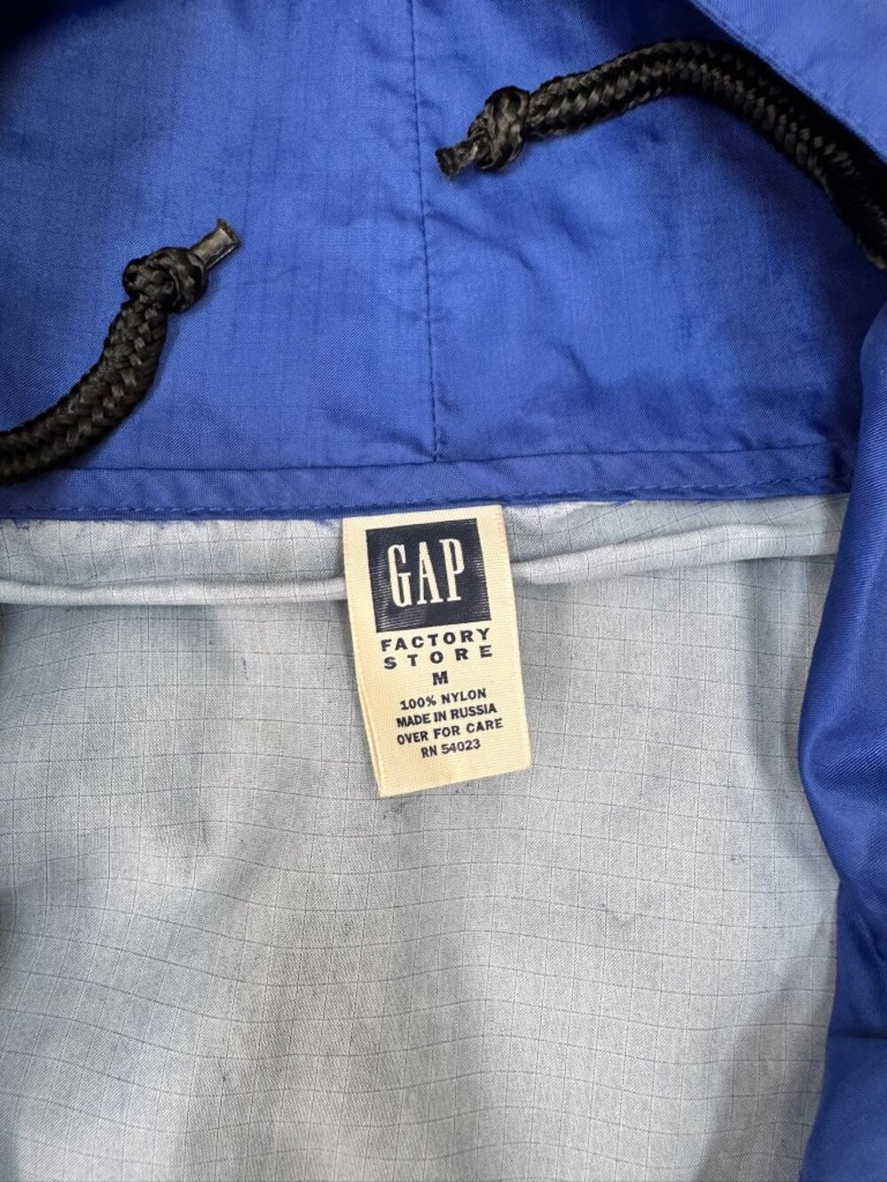 Vintage GAP Factory Store Anorak Men’s M Blue Hooded Made in Russia Ripstop - Picture 3 of 13